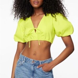 Dynamite puffed sleeve cropped top